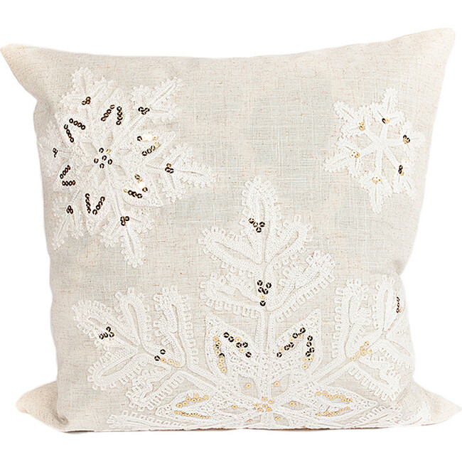Linen Snowflake Pillow Cover