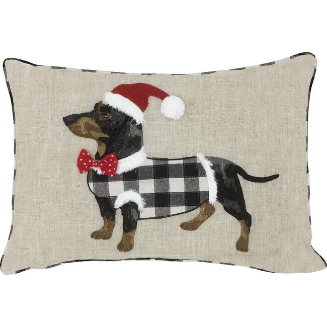 Black and White Buffalo Check Dog Christmas Pillow Cover