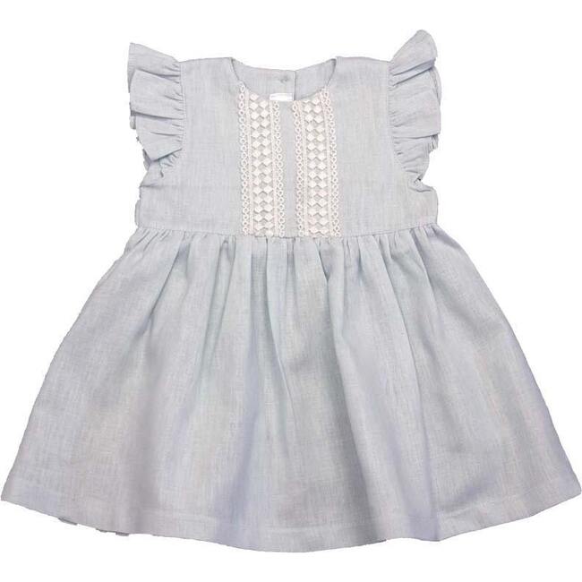 Linen Ruffle Dress, Blue