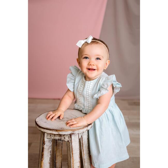 Linen Ruffle Dress, Blue