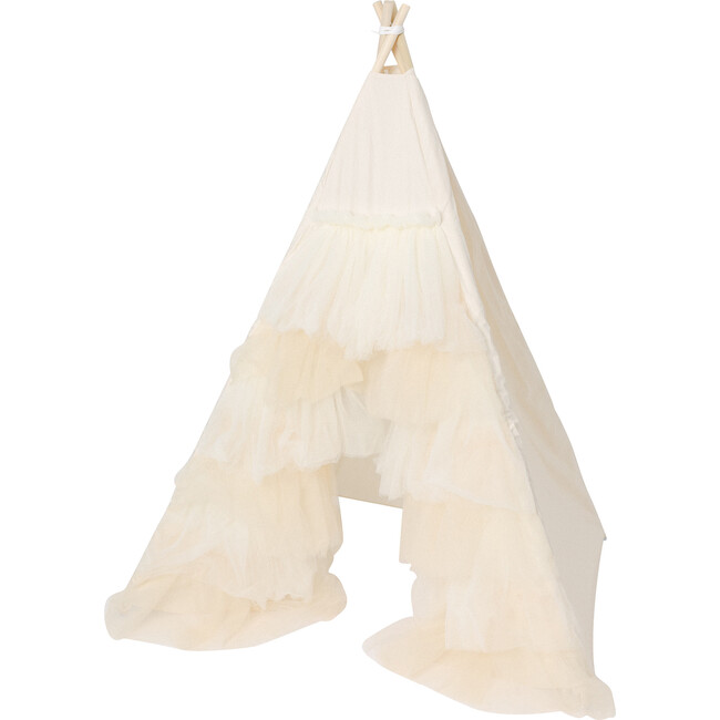 Ivory Ruffle Tulle Play Tent - Play Tents - 1