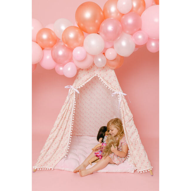 Becky Pom Pom Play Tent, Pink Ditsy Floral - Play Tents - 3