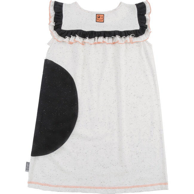 Balloon Ruffle Dress, Ecru with Black Neppy - Dresses - 2