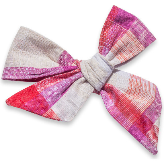 Hair Bow Clip, Purple Check - Hair Accessories - 1