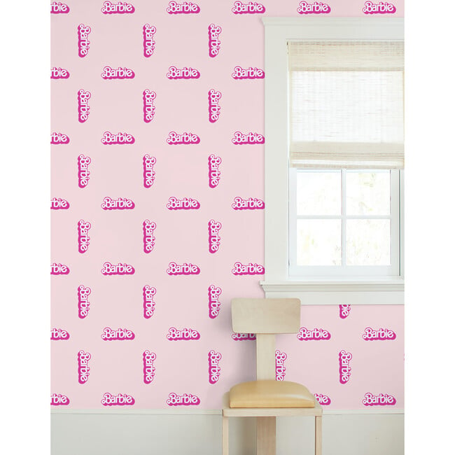 Barbie 80s Logo Traditional Wallpaper, Pink - Wallpaper - 2