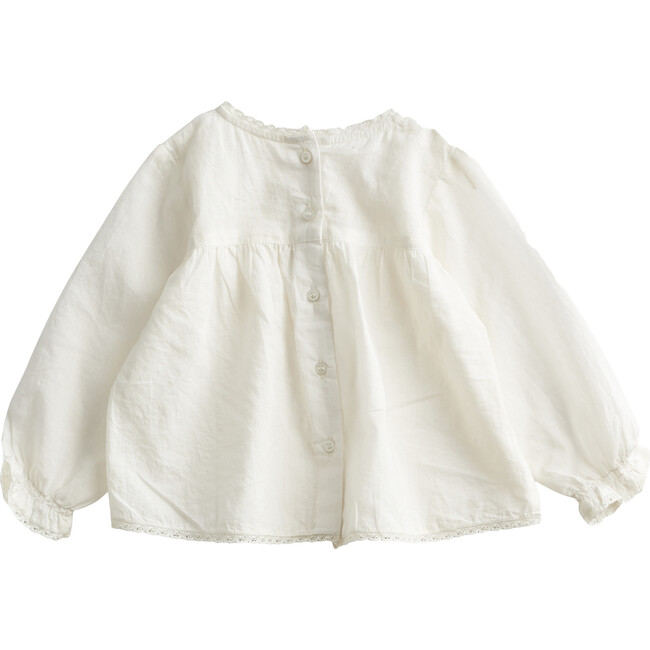 Lace & Embroidery Blouse, Ecru - Blouses - 3