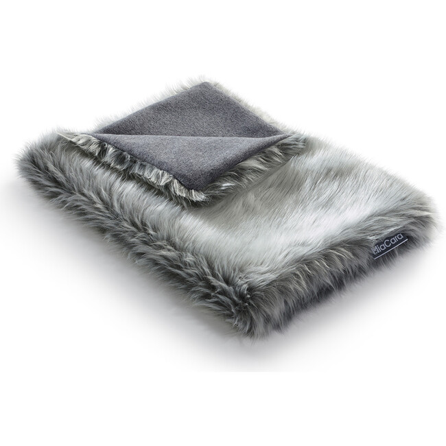 Lana Faux Fur Cat Blanket, Pebble and Heather Grey