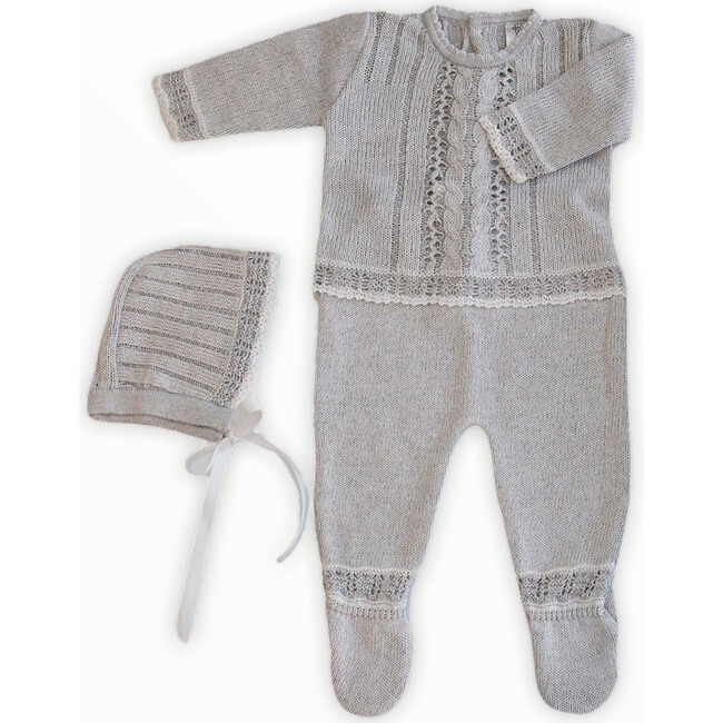 Knitted 3-Piece Set, Grey - Mixed Apparel Set - 1
