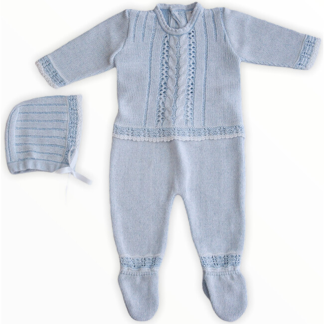 Knitted 3-Piece Set, Blue