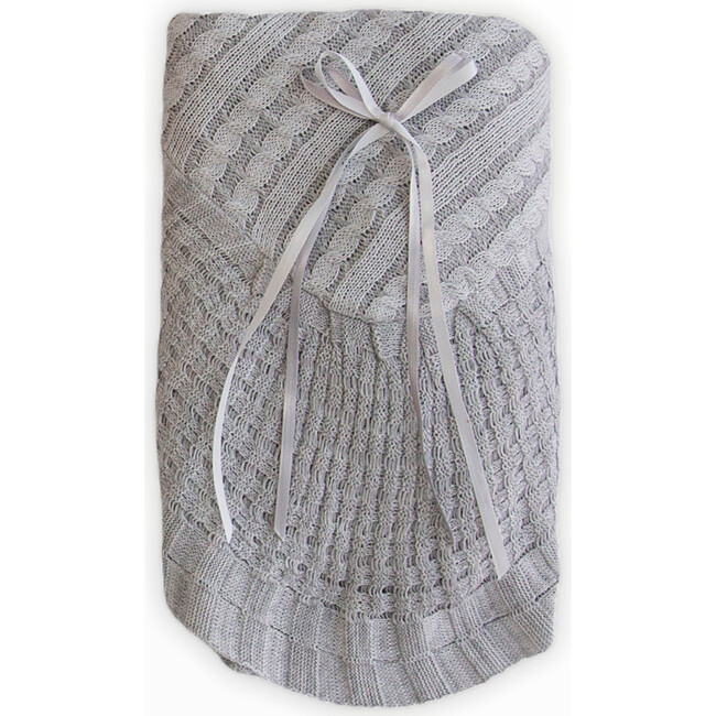 Gray Knitted Blanket - Blankets - 1