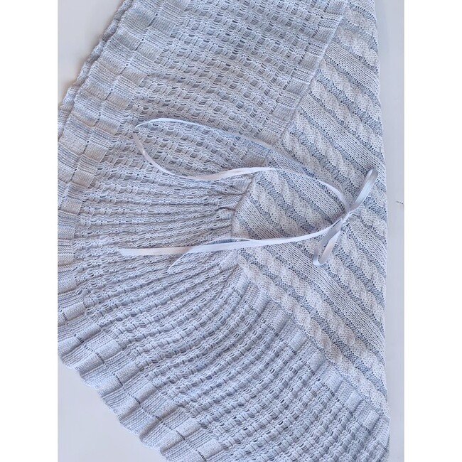 Blue Knitted Blanket - Blankets - 3