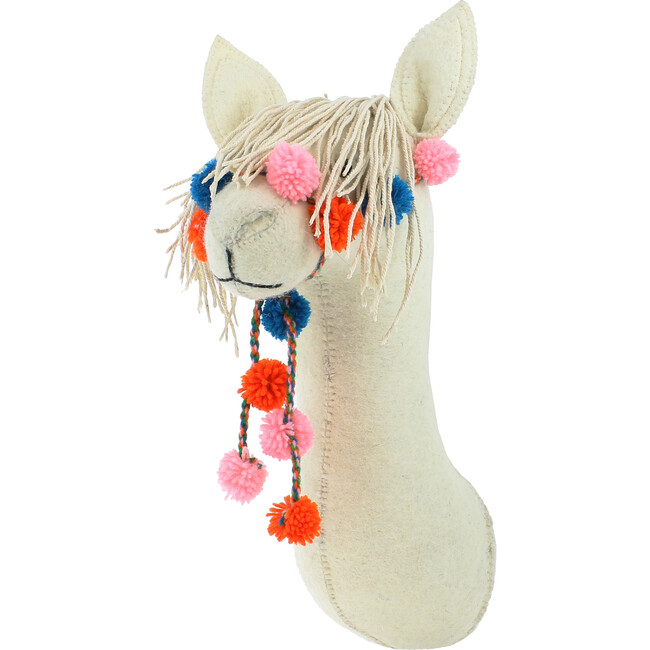Semi Cream Llama with Pom Pom Bridle - Mobiles - 3