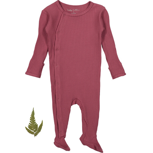 The Ribbed Snap Romper, Raspberry