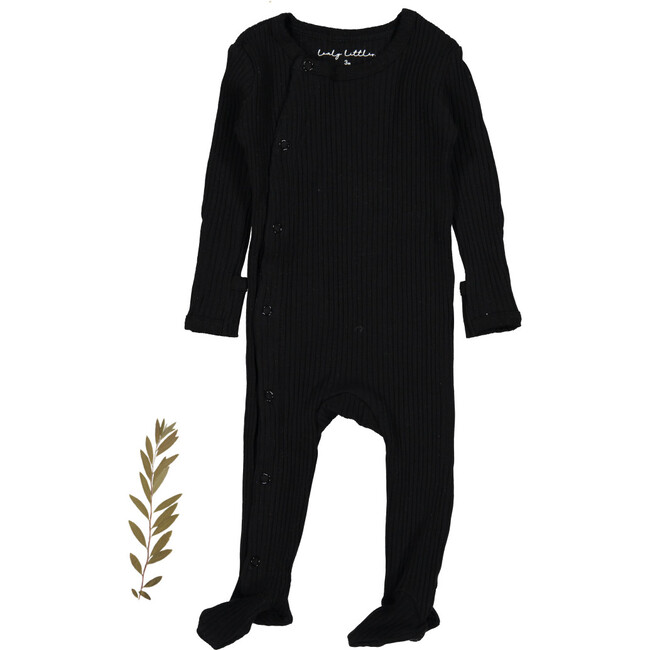 The Ribbed Snap Romper, Black