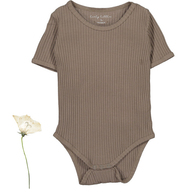 The Ribbed Short Sleeve Onesie, Taupe