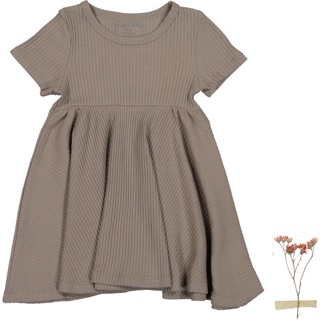 The Ribbed Short Sleeve Dress, Taupe