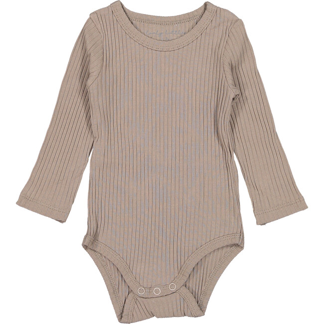 The Ribbed Long Sleeve Onesie, Taupe