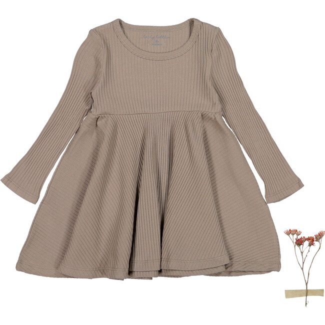 The Ribbed Long Sleeve Dress, Taupe