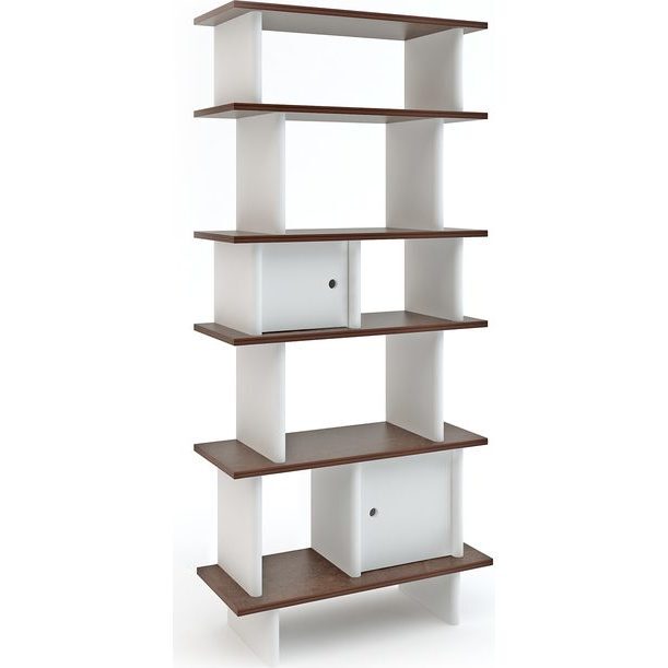 Vertical Mini Library, White/Walnut - Bookcases - 1