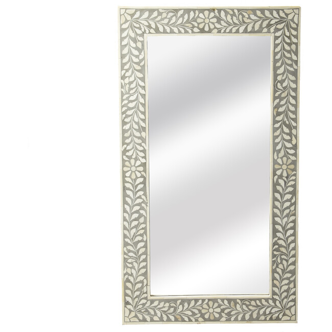 Vivienne Bone Inlay Wall Mirror, Grey
