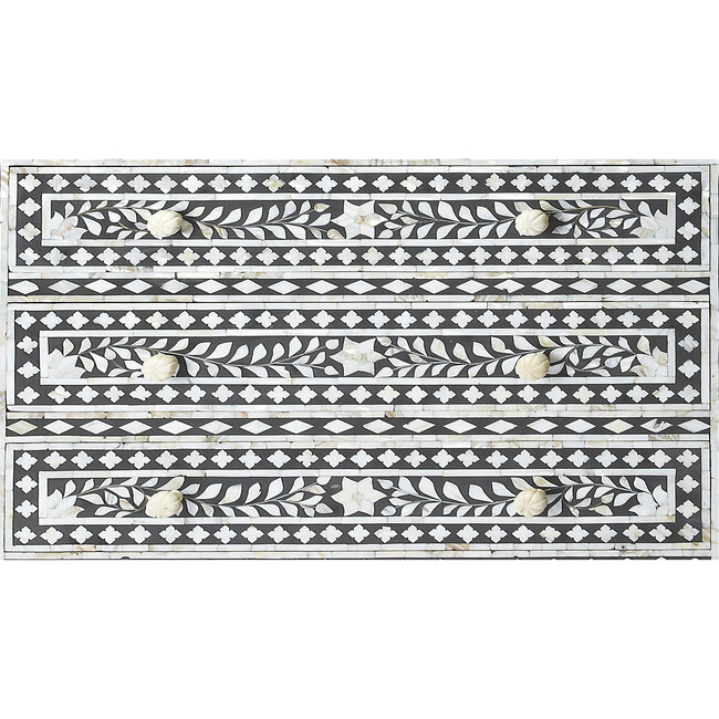 Victoria Mother Of Pearl Drawer Chest, Black - Dressers - 4