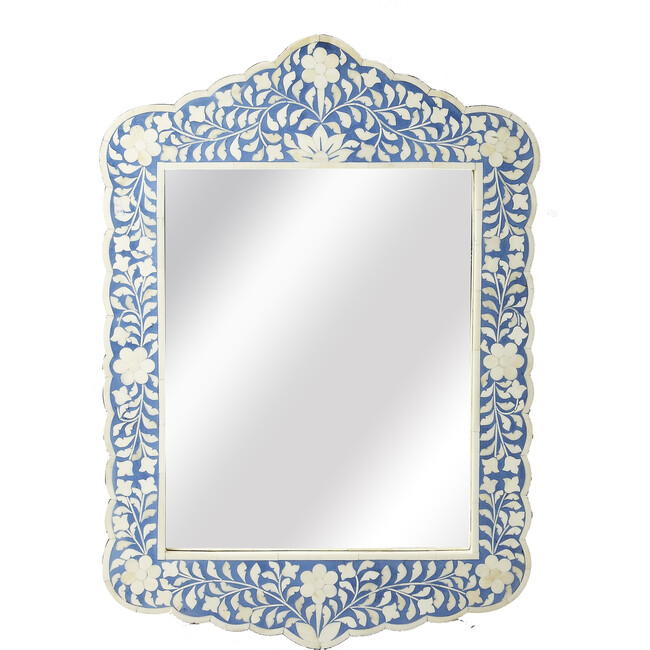 Vivienne Bone Inlay Wall Mirror, Blue - Mirrors - 1