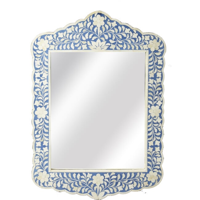 Vivienne Bone Inlay Wall Mirror, Blue