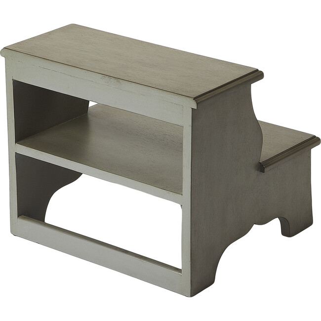 Melrose Wooden Step Stool, Silver Satin - Accent Seating - 3