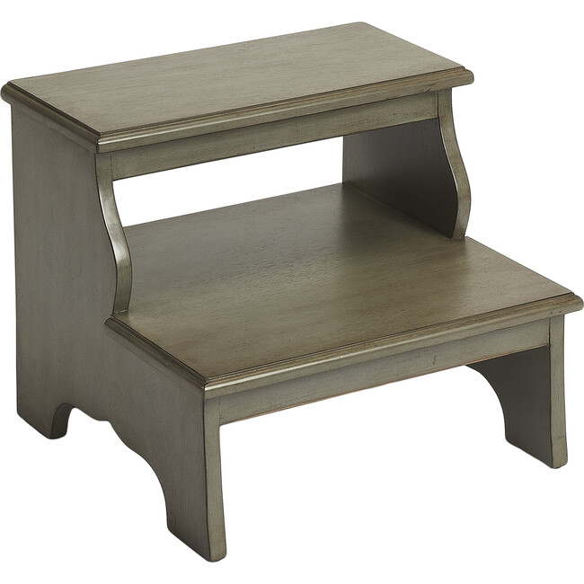 Melrose Wooden Step Stool, Silver Satin - Accent Seating - 4