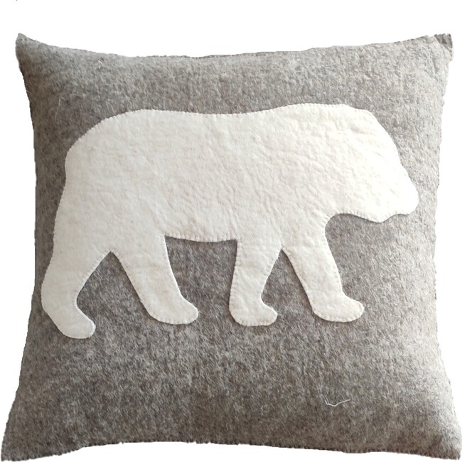 Bear Silhouette Pillow, Grey