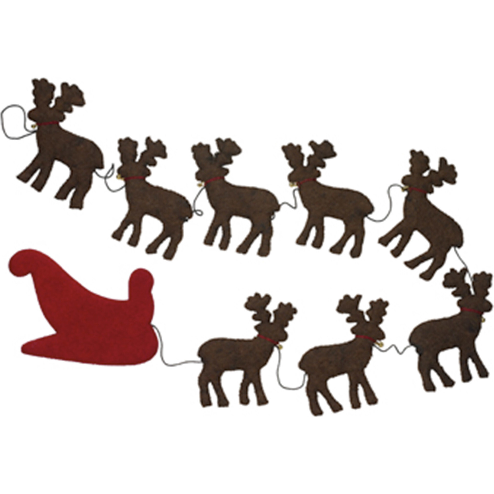 Handmade Reindeer Christmas Garland in Hand Felted Wool - 6' - Garlands - 1