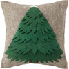 Wool Christmas Tree Pillow Cover, Grey - Decorative Pillows - 1 - thumbnail