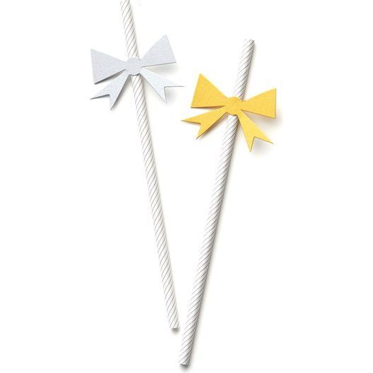 Holiday Bow Straws, Silver and Gold