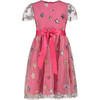 Embroidered Star Dress, Bright Pink - Dresses - 1 - thumbnail
