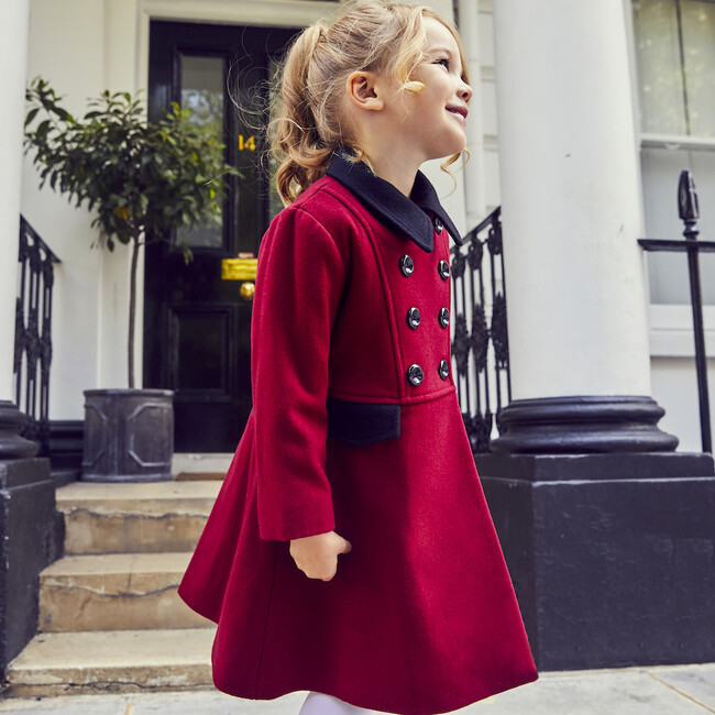 Red Girls Dress Coat (The Piccadilly) Theatrical Red – Britannical