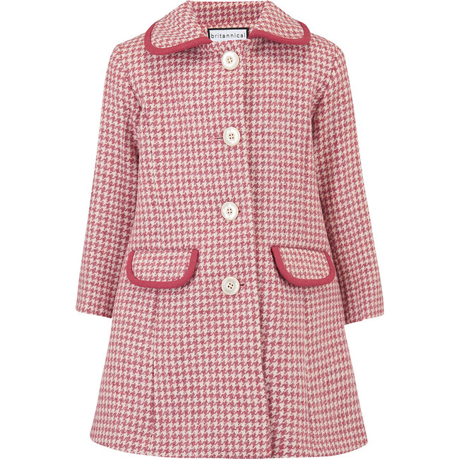 Chelsea Houndstooth Coat, Pink & White