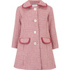 Chelsea Houndstooth Coat, Pink & White - Wool Coats - 1 - thumbnail