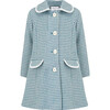 Chelsea Houndstooth Coat, Teal & White - Wool Coats - 1 - thumbnail