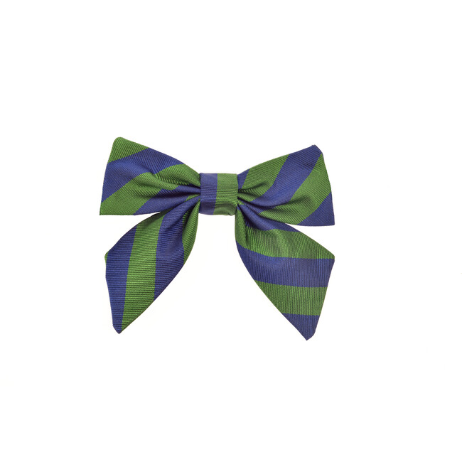 St Clement's Neck Bow, Blue & Green Varsity Stripes