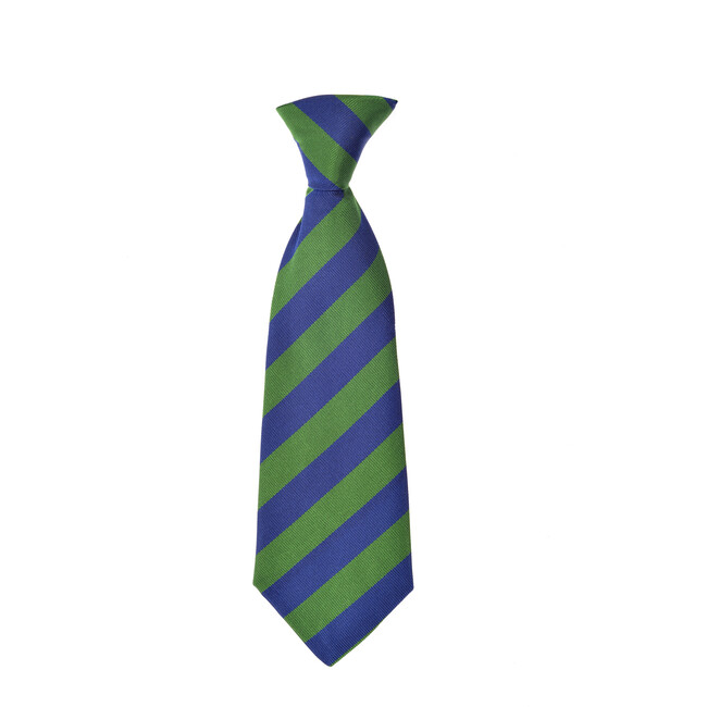 Cherwell Neck Tie, Blue & Green Varsity Stripes - Bowties & Ties - 1