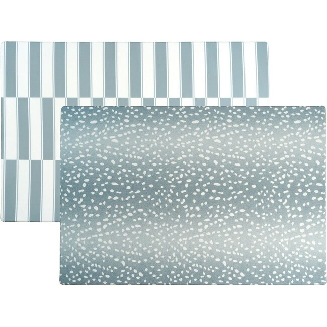 Reversible Antelope & Stripe Foam Playmat, Blue