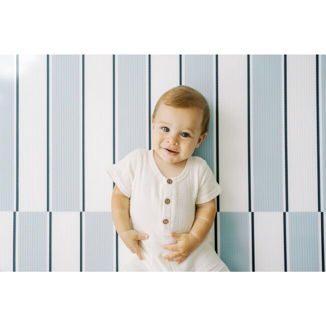 Reversible Zebra & Stripe Foam Playmat, Navy - Playmats - 3