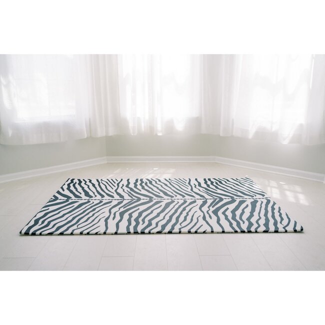 Reversible Zebra & Stripe Foam Playmat, Navy - Playmats - 4
