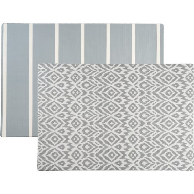 Reversible Ikat & Stripe Foam Playmat, Grey