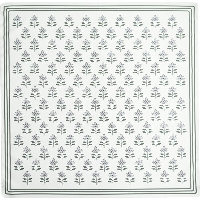 Block Print Petals Vegan Leather Playmat, Grey - Playmats - 1