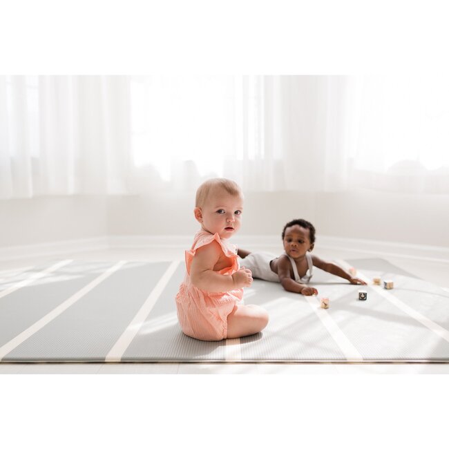 Reversible Ikat & Stripe Foam Playmat, Grey - Playmats - 3