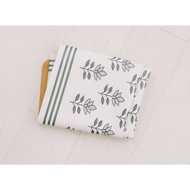 Block Print Petals Vegan Leather Playmat, Grey - Playmats - 5