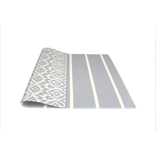 Reversible Ikat & Stripe Foam Playmat, Grey - Playmats - 6