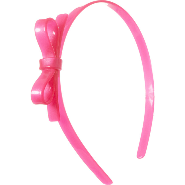 Thin Bow Headband, Neon Pink