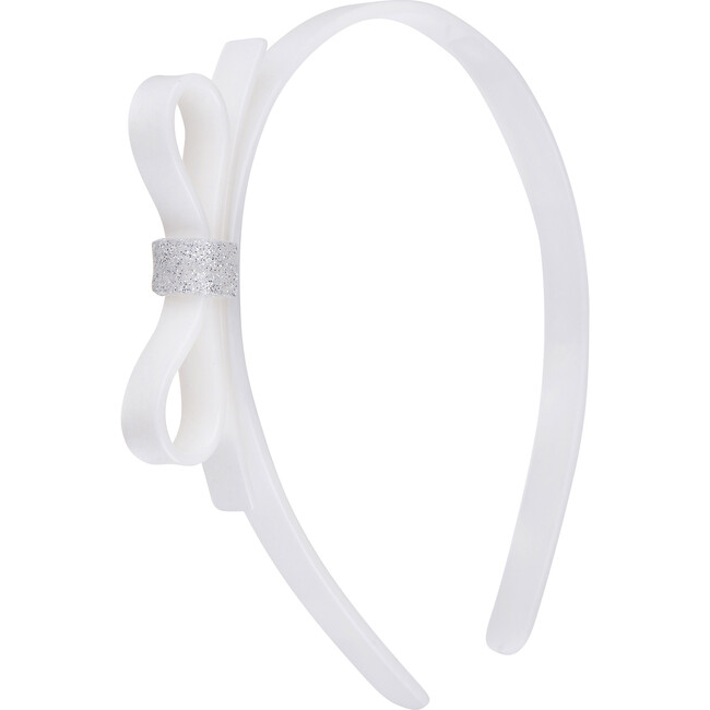 Thin Bow Headband, Satin White
